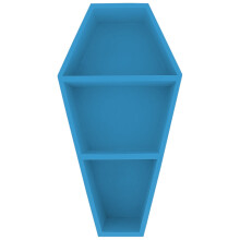(BLUE, LARGE) Coffin Shelf Spooky Gothic Wall Art Storage Bookshelf Home Décor Wooden Shelve