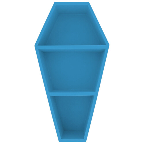 (BLUE, LARGE) Coffin Shelf Spooky Gothic Wall Art Storage Bookshelf Home Décor Wooden Shelve