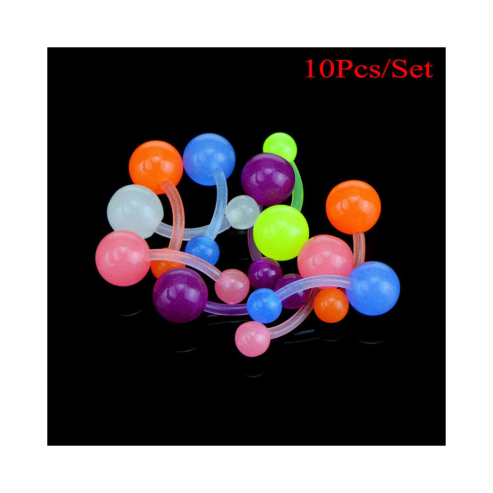 10/20Pcs Mix Silicone Belly Piercing Navel Flexible Bar Balls Piercing Nombril Stud Earring Body Jewelry-image-OPC-PBRHC98-NEW