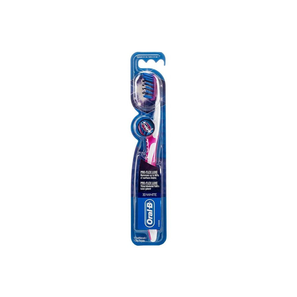 Oral-B 3D White Luxe Pro-Flex Medium Manual Toothbrush Medium, Pack
