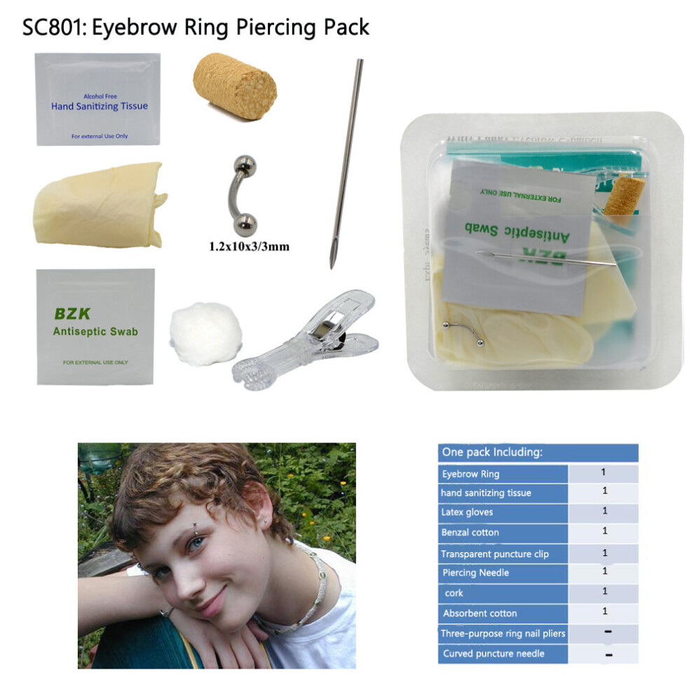 1 Pack Disposable Sterile Medical Body Piercing Kit Ear For Nose Nipple Belly Navel Septum Piercer Tool Machine Kit Piercing