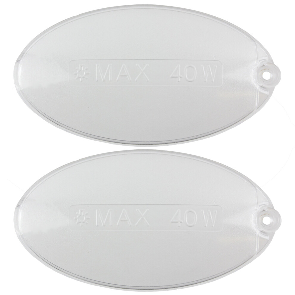 Cooker Hood Light Diffuser Lens Oval Cover Plates (100mm x 52mm, Pack of 2)