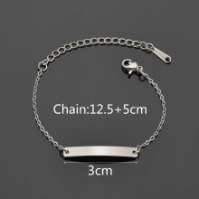 (Hot Stamping, 20.5cm) Bluelory Personalized Stainless Steel Name Baby Bracelets Laser Engraved Names Date Word For Kids Newborn Bracelet Birthday Gift