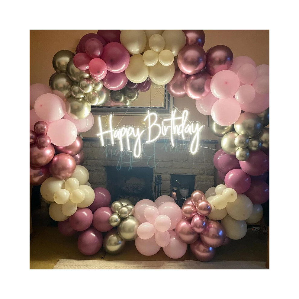 (Warm White, Style 2) Happy Birthday Led Neon Lights Party Decoration