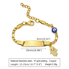 Hamsa Evil Eye Chain náramok pre dieťa, vygravírovať meno náramok, ruka Fatima šťastie šperky