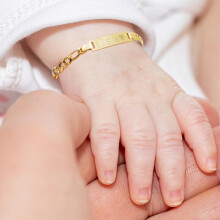 (Hot Stamping, 16cm) Baby Child Personalized Engrave Name Bracelet Stainless Steel High for Newborn Gift ID Bar Wristband