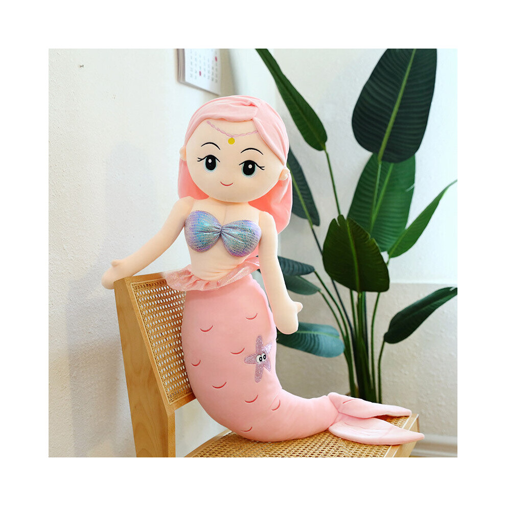 (, 85Cm) Large Mermaid Doll Kids Ragdoll Mermaid Plush Toys Pink