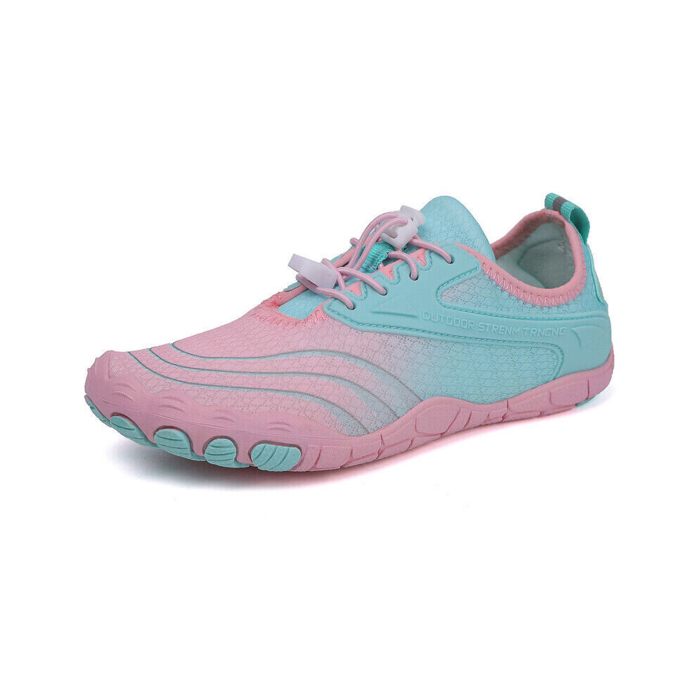 (Pink, UK 6.5) Water Shoes Mens Womens Kids Quick Dry Swimming Pool Barefoot Aqua Shoes Size