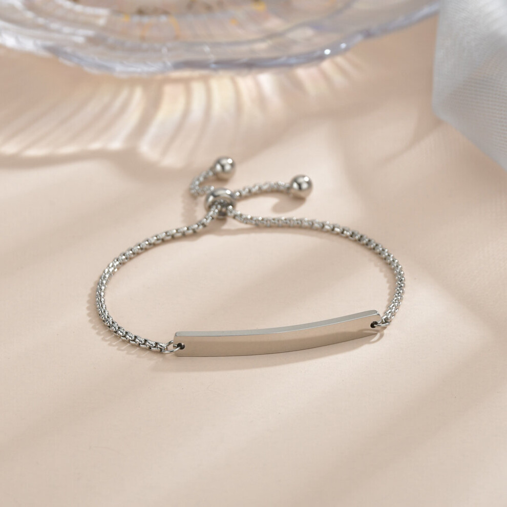 (Hot Stamping, 17.5cm) Atoztide Personalize Baby Bar Chain Bracelet Adjsutable Stainless Steel Engraving Letter Name Buckle Bracelets Friendship Gift-image-OPC-PBRHMV9-NEW