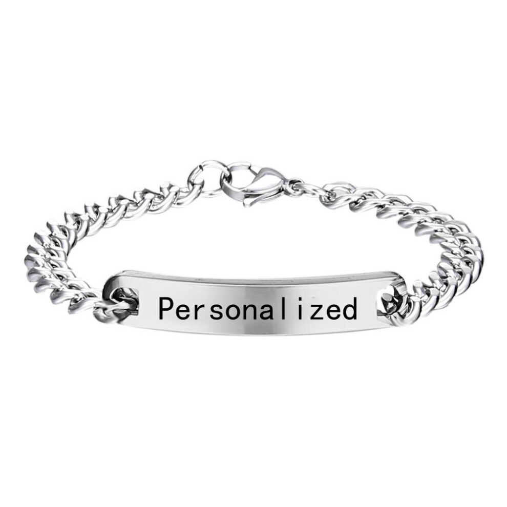Couple Bracelet Engraved Name Armband Silver Stainless Steel Pulseiras For Women Men Wrist Bracelet-image-OPC-PBRHNPN-NEW