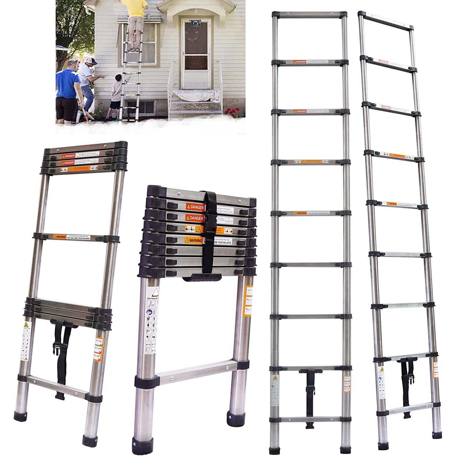 Telescoping Ladder Portable Telescopic Extension M Tall Multi