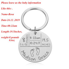 Born Baby State Keychain Personalized Gift for First Father Mother Gift Baby Name Date Weight Time Height Key Rings