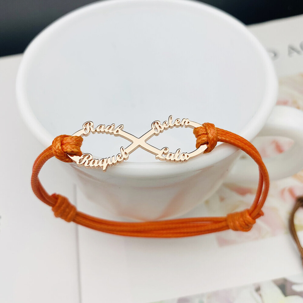 Personalized Infinity Adjustable Colorful Leather Bracelet Name Bracelets Stainless Steel Kids Gift for Mom Jewelry-image-OPC-PBRHNJB-NEW
