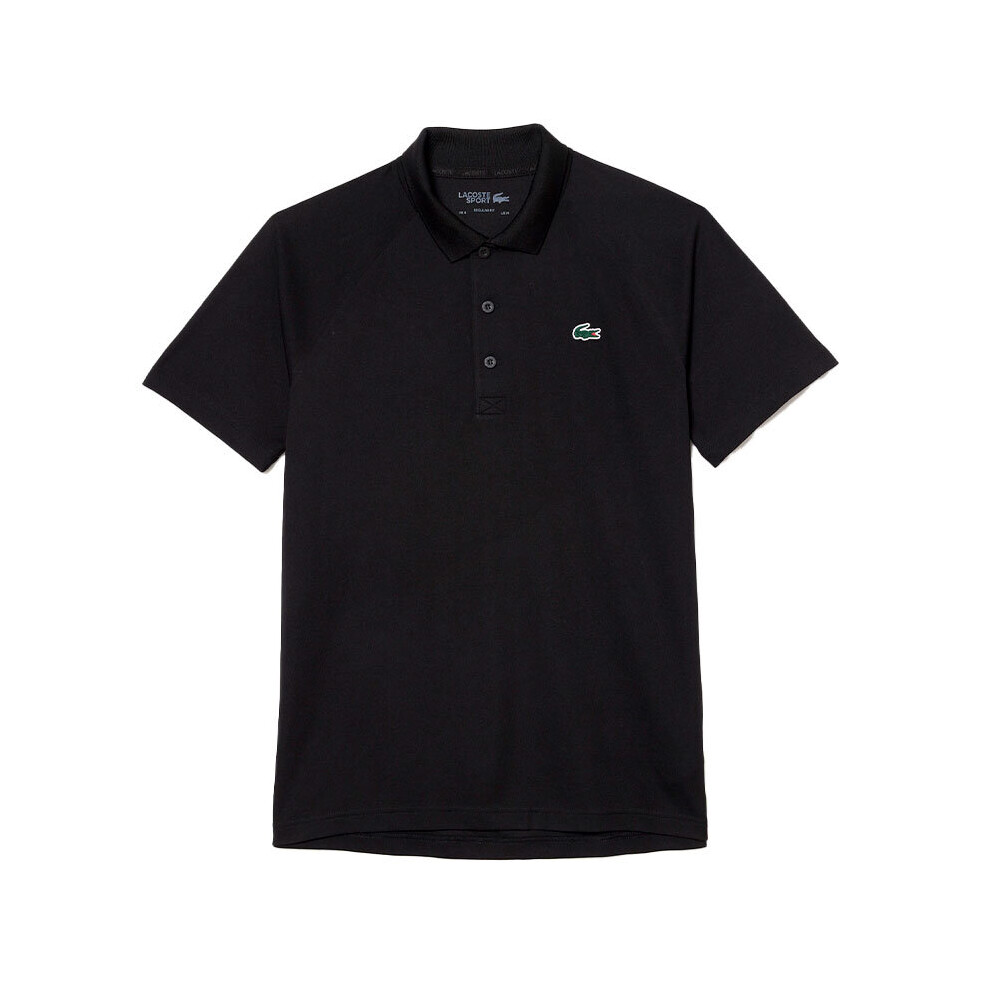 (Black, M) LACOSTE DH3201 Mens Polo T Shirts Tennis Sport Slim Fit Seamless Jersey Bord Top