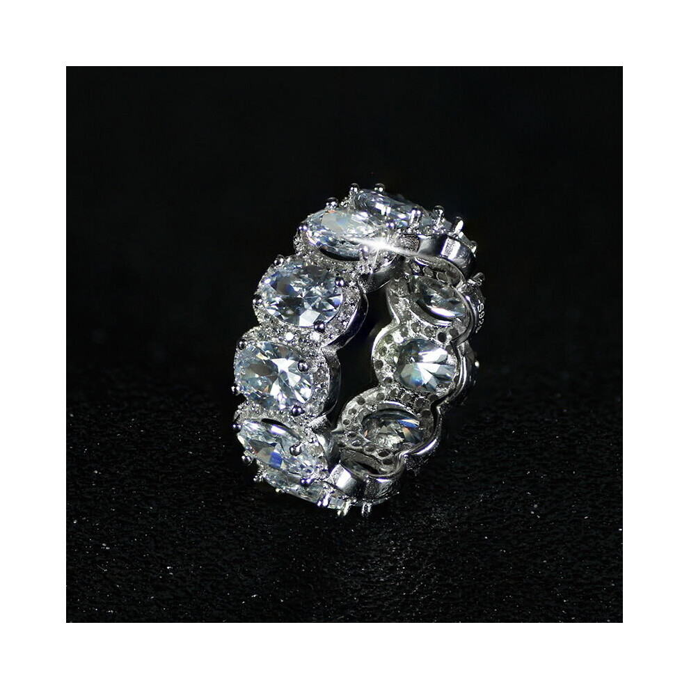 Vintage Silver Wedding Band Eternity Ring for Women Big Gift for Ladies Love Lots Bulk Jewelry R4577
