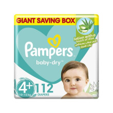 Pampers Baby-Dry Diaper With Aloe Vera Lotion, Size 4+, 10-15Kg,