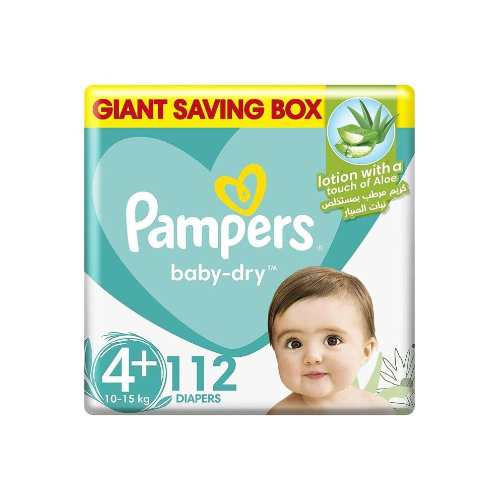 Pampers Baby-Dry Diaper With Aloe Vera Lotion, Size 4+, 10-15Kg,