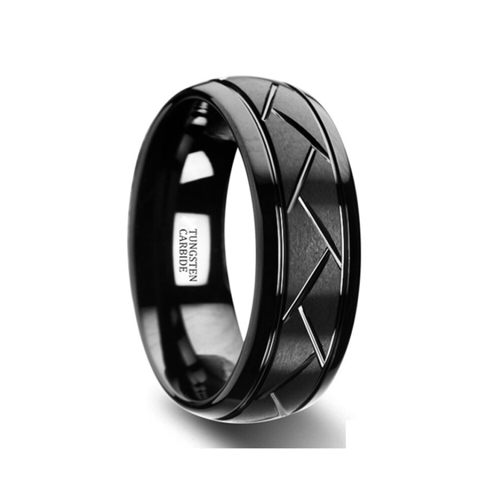 Men's Jewelry Accessories 8mm Silvery Brushed Titanium Steel Wedding Rings 316L Stainless Steel Bevel Cut Ring Size 6-13-image-OPC-PBRHX58-NEW