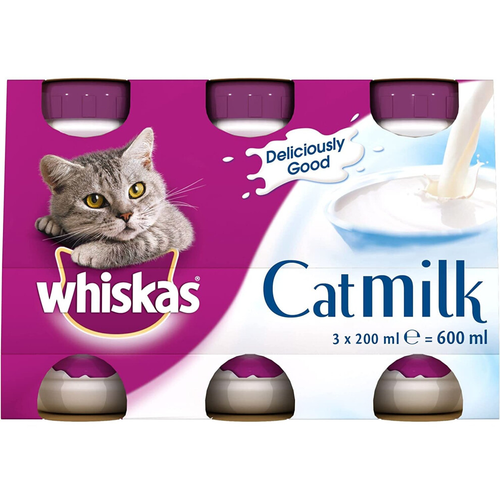 New Whiskas Cat Milk 15 X 200 Ml Bottles, Complementary Cat Food For Kittens Over Aged 6 Weeks