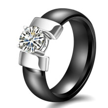 6mm Ceramic Rings Plus Cubic Zirconia For Women Stainless Steel Women Wedding Ring Engagement Jewelry