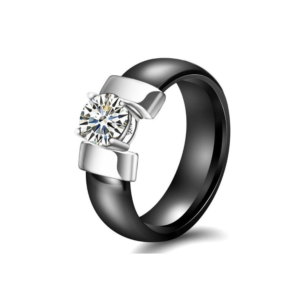 6mm Ceramic Rings Plus Cubic Zirconia For Women Stainless Steel Women Wedding Ring Engagement Jewelry