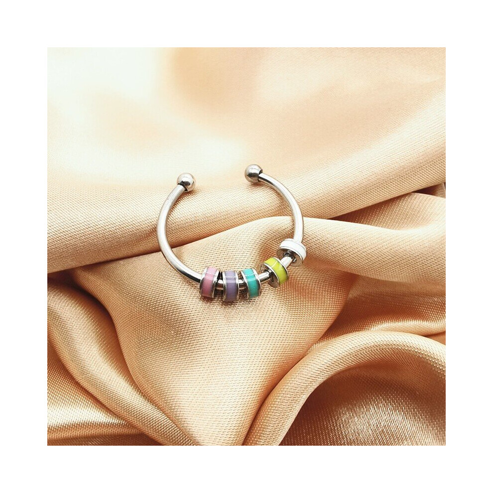 Anxiety Ring Adjustable Opening Women Men Fidget Ring With Bead Worry Stress Relief Jewelry For Female Stacking Finger Rings-image-OPC-PBRHVK5-NEW