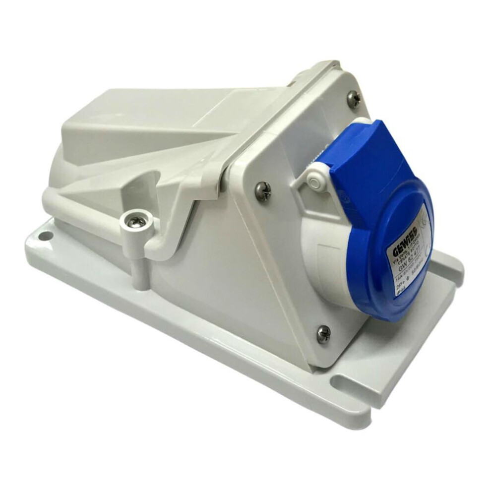 Gewiss Gw62477 Angled Socket (Female) 250V 2 Pole + Earth Blue 16 Amp