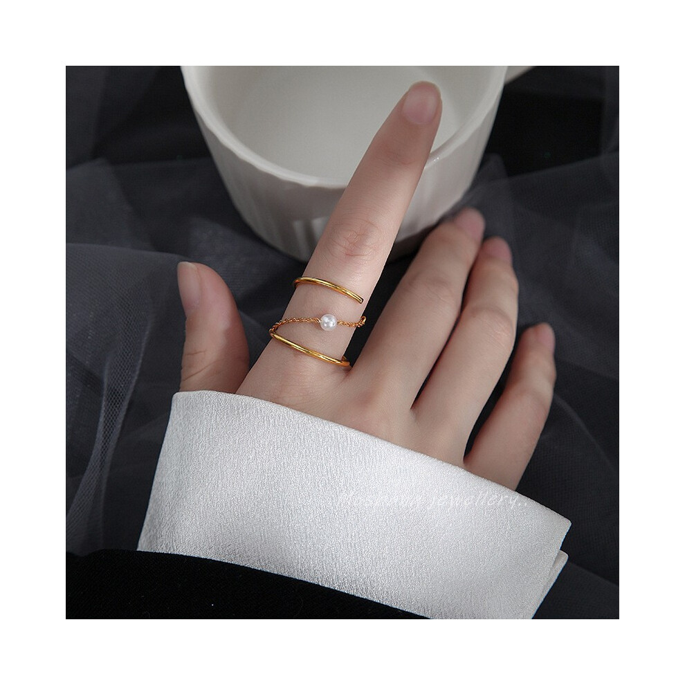 Punk Chain Double Ring Set Women Hip Hop Open Ring Metal Silver Chain Geometric Party Jewlery-image-OPC-PBRJ2X5-NEW