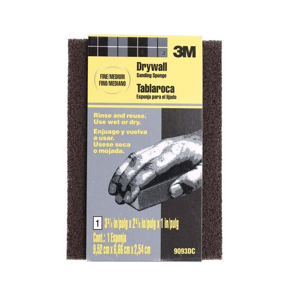 3M Drywall Sanding Sponge, Fine/Medium Grit (9.52, 6.66 x 2.54 cm)