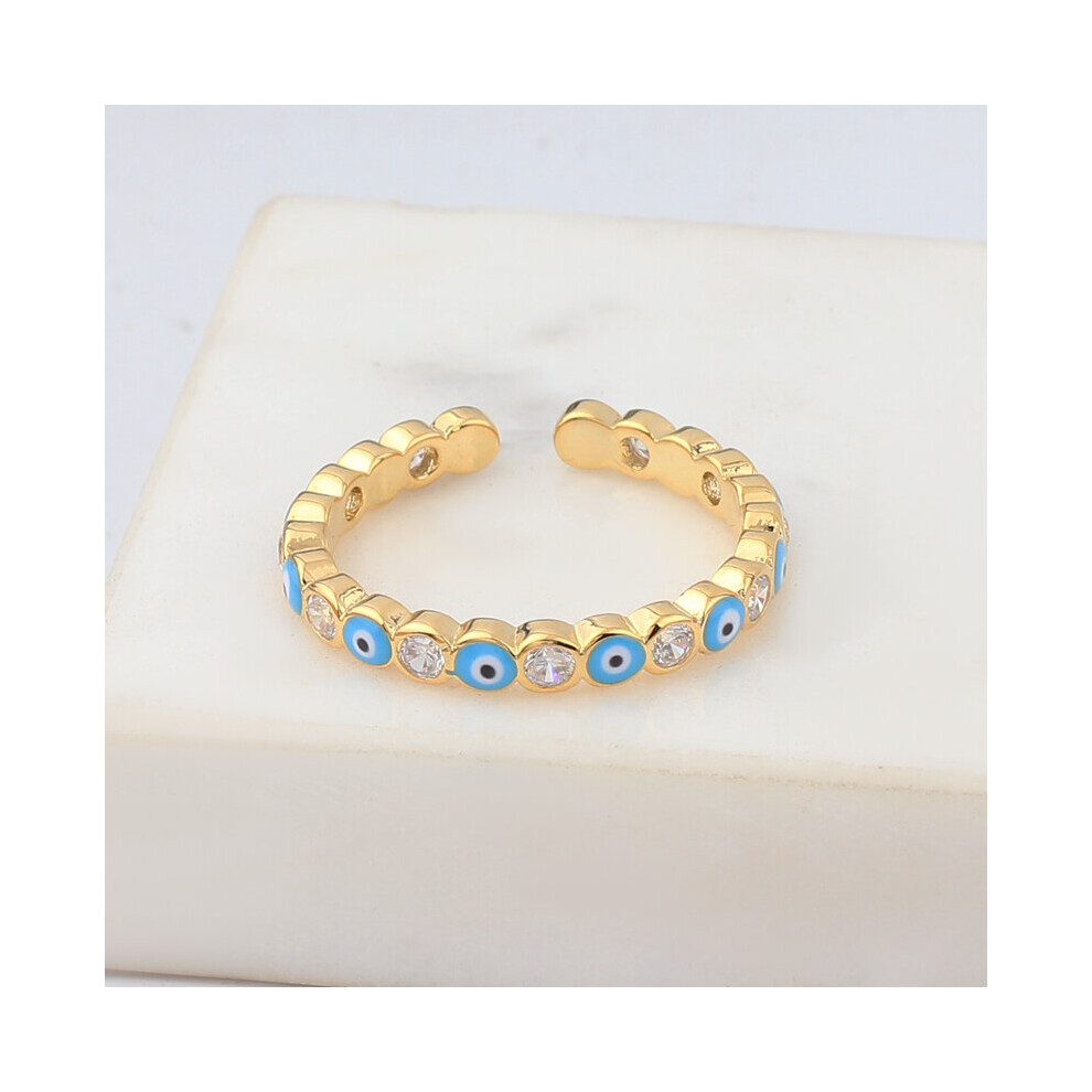 Lucky Eye Evil Eye Open Ring Copper Finger Rings Adjustable for Women Girls Men Jewelry-image-OPC-PBRJ5R9-NEW