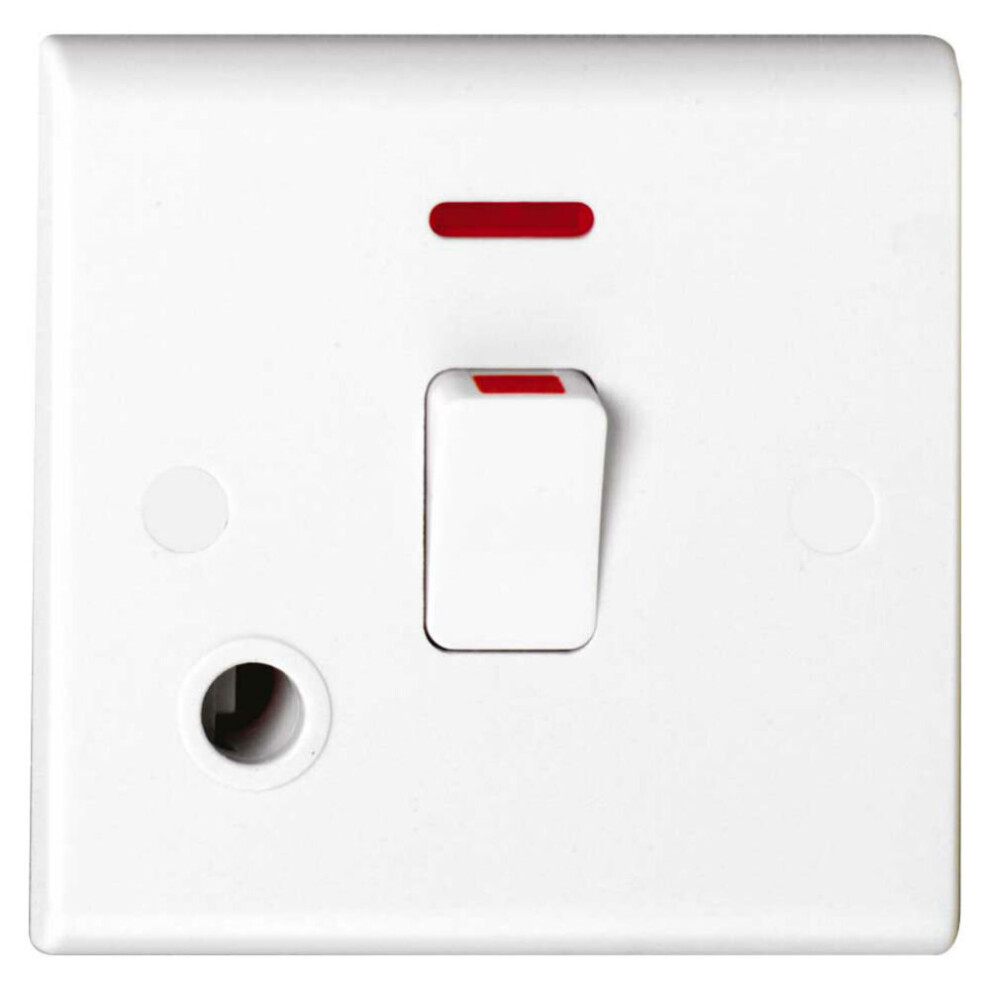 Deta S1393 Double Pole Switch With Neon & Flex Outlet - 20 Amp 5029163013936