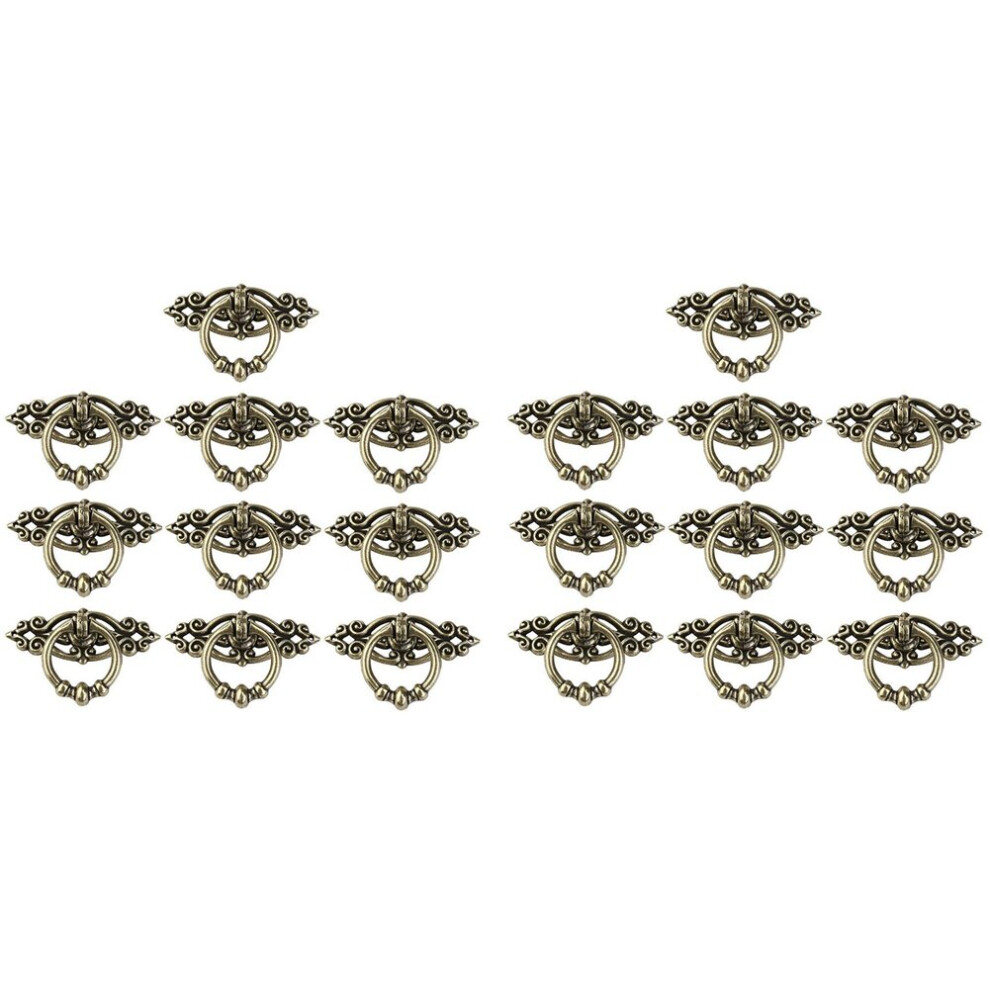 20Pcs Vintage Kitchen Cabinet Cupboard Dresser Door Drawer Ring Pull Handles Knobs (Antique Brass) 4762365747988