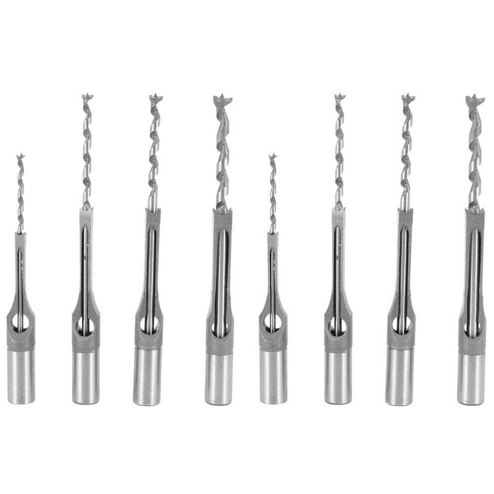 8Pcs Woodworking Square Hole Drill Bits Wood Mortising Chisel Set Mortise Chisel Bit Kits Woodworking Sets 4762103378412