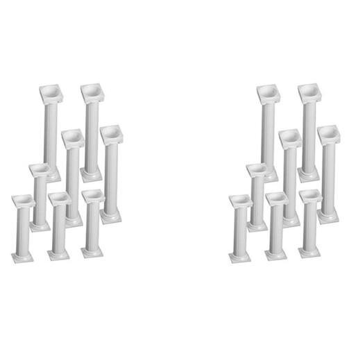 16Pcs White Small+ Plastic Cake Pillars,Wedding Cake Pillars Stand,Fondant Cake Support Mold