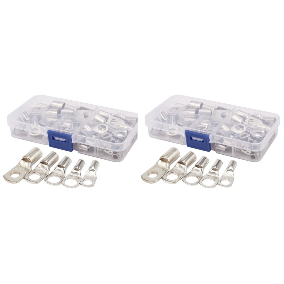 120X Bolt Hole Tinned Copper Cable Lugs Battery Terminals Set Wire Terminals Connector 4762103379006