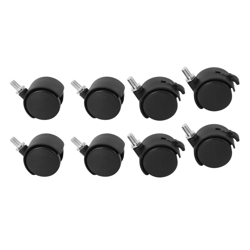 8 Screw in Caster Wheels - 2 with Lock Function