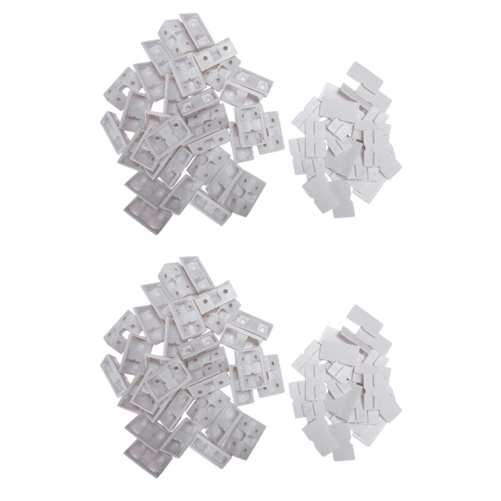 60Pcs Shelf Cabinet Plastic Corner Braces Angle Brackets White 4762103336511