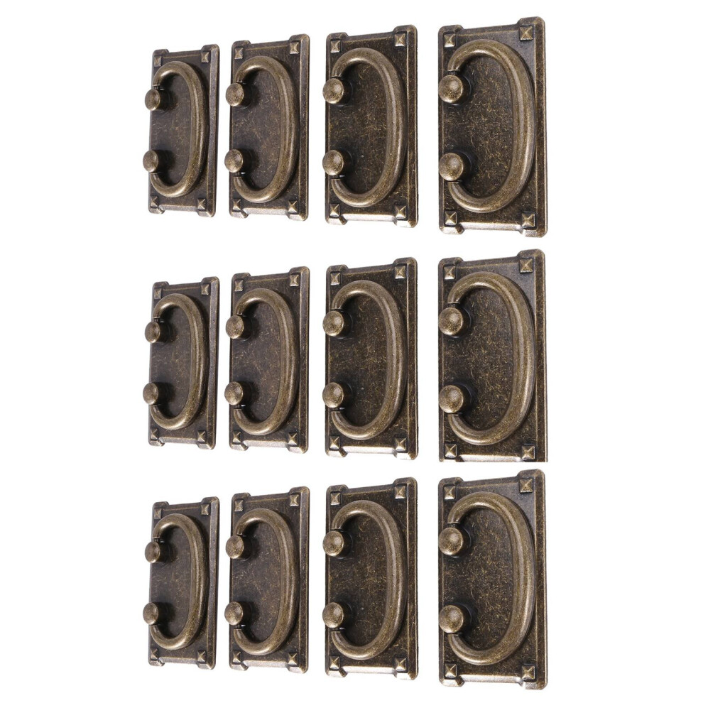 12Pcs Vintage Antique Bronze Drawer Ring Pull Handles, Cabinet Door Furniture Handle Decoration 4762365748022