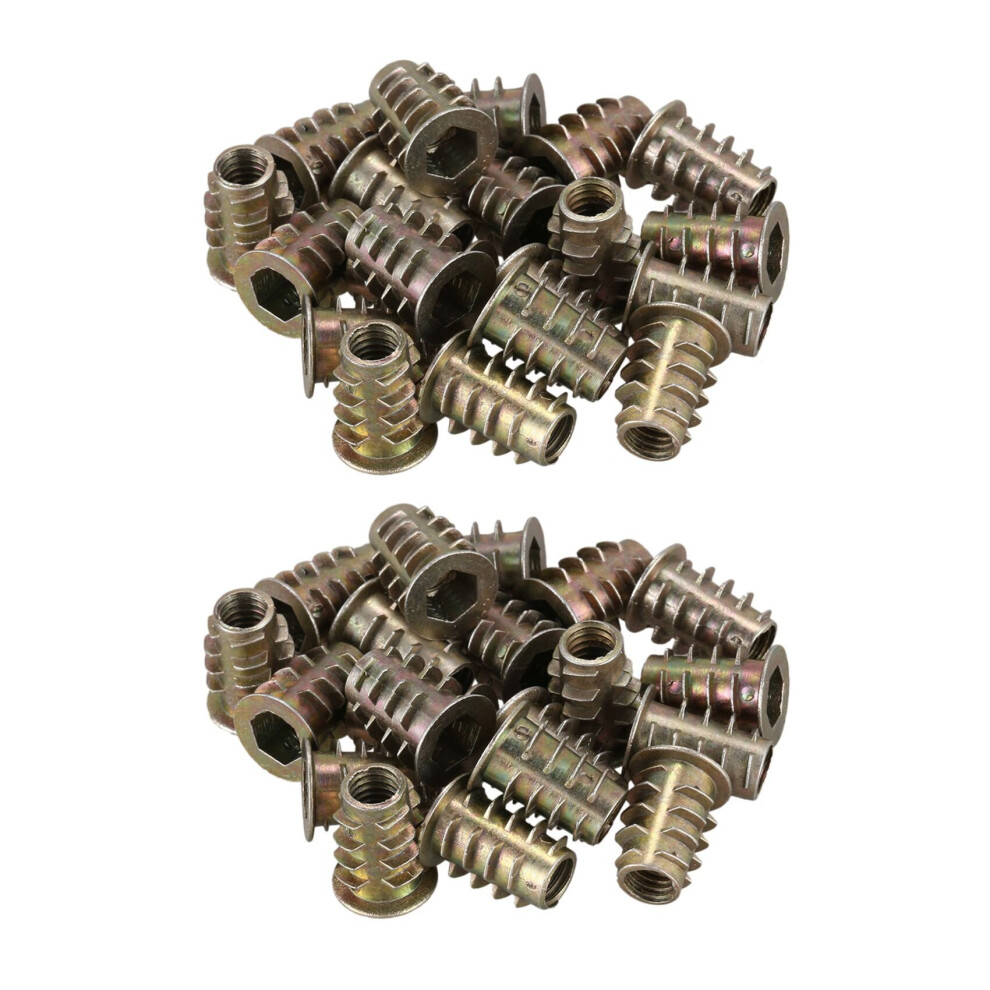 40 Pieces M6x 15Mm Hexagon Socket Screw Thread Insert Nut For Wood 4762103362107