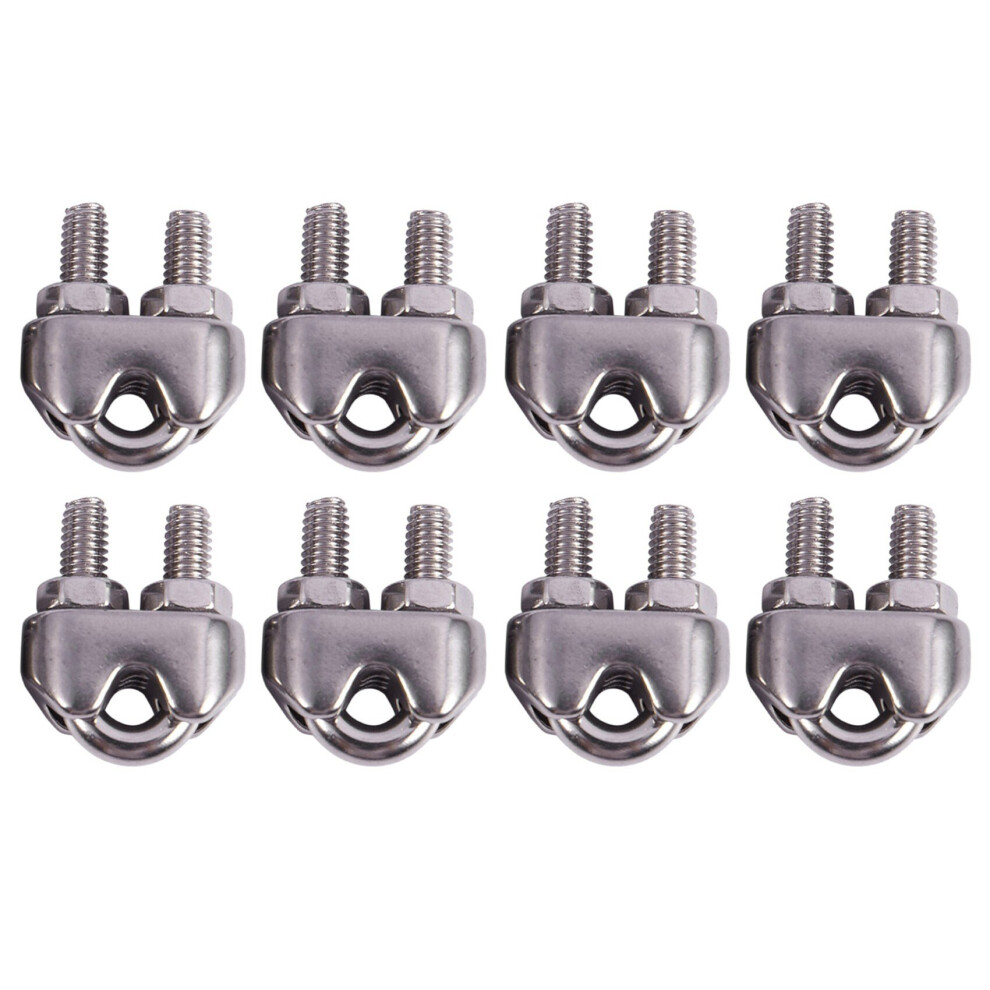 8Pcs Stainless Steel Cable Clip Saddle Clamp For Ropes 0.3Cm 3Mm Wire 4762103346251