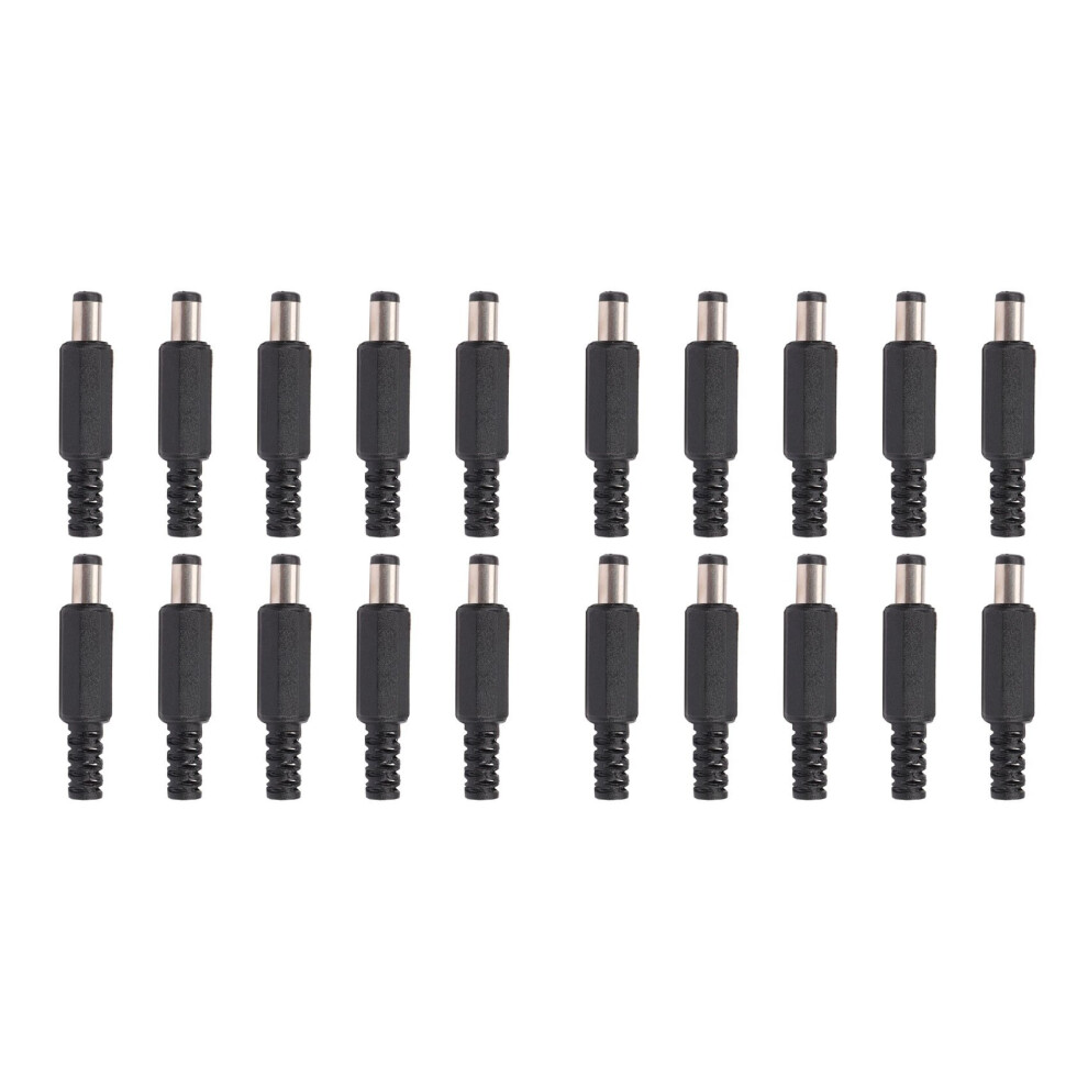 20Pcs 5.5X2.1mm Male Solder Dc Barrel Tip Plug Straight Connectors For Dc Power Supply Led Lights Switch Black 4762103357967