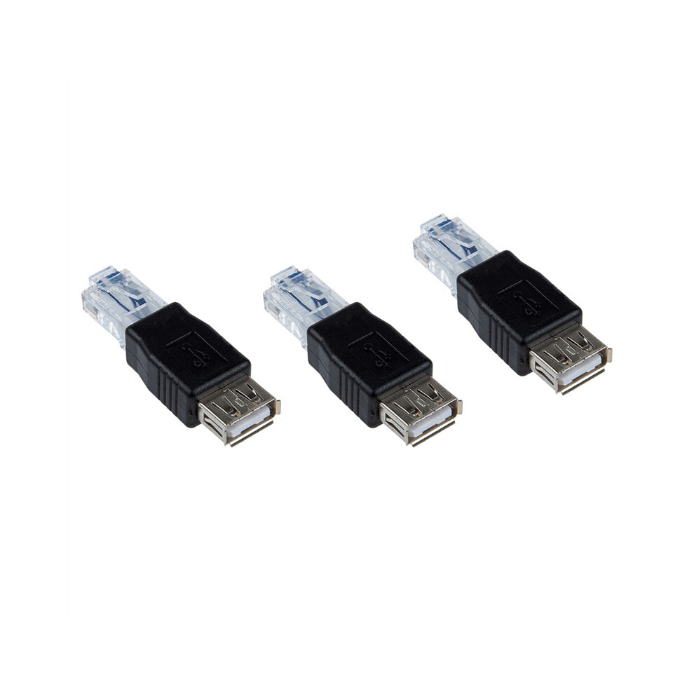 3X Female USB A to Male Ethernet RJ45 Plug Adapter New