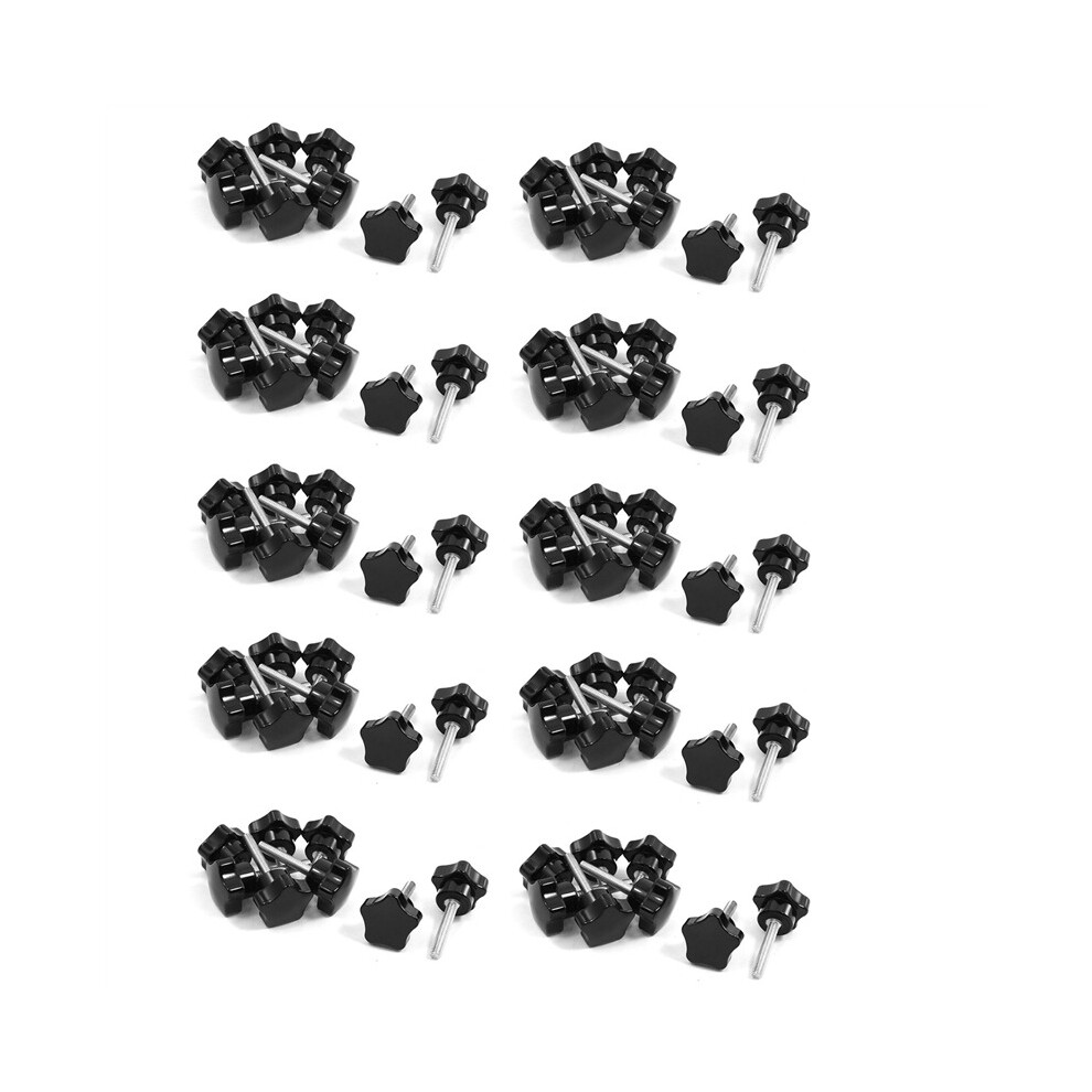 80 Pcs M6 X 30Mm Male Thread Dia Head Clamping Screw Knob 4762103365948