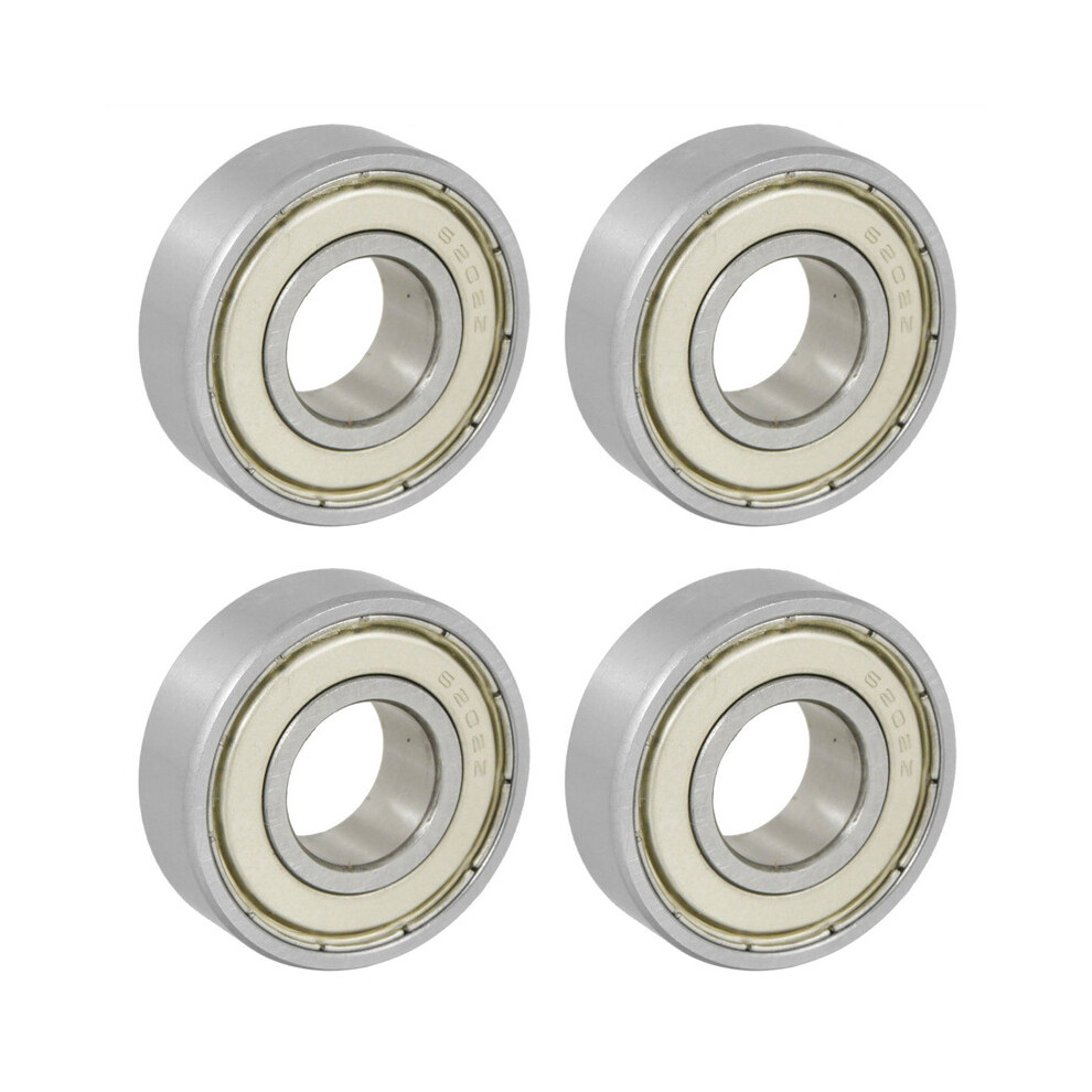 4Pcs 15X35x11mm Shielded Miniature Deep Groove Ball 6202Z Ball Bearing + Silver/White 4762103348996