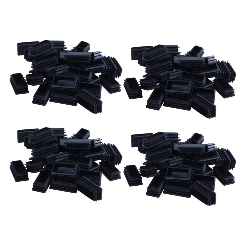 Plastic Rectangle Blanking End Tube Caps Inserts 25X50mm 120Pcs Black 4762103367515