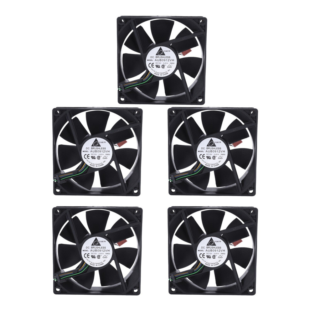 5X 90X90x25mm Dc 12V 0.60A 4-Pin Computer Cpu Cooling Fans Black 4762103351293