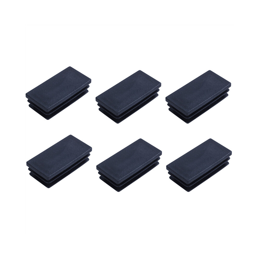 Plastic Rectangle Blanking End Tube Caps Inserts 25X50mm 180Pcs Black 4762103367454