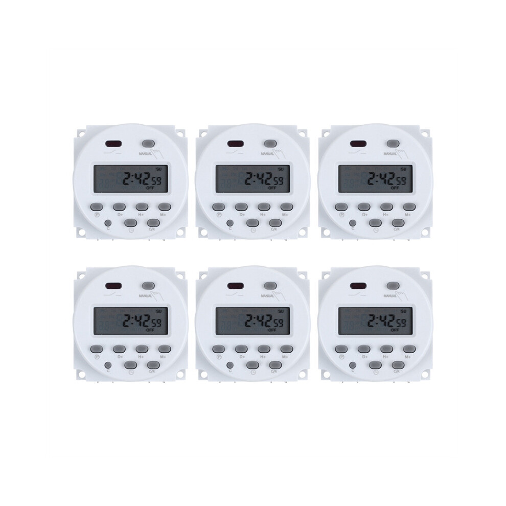 6X Dc 12V Digital Lcd Power Programmable Timer Time Switch Relay 16A Amps 4764036918819
