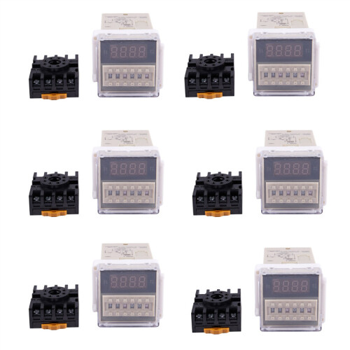 6X AC 220V 5A Programmable Double Delay Relay Device Tool DH48S-S