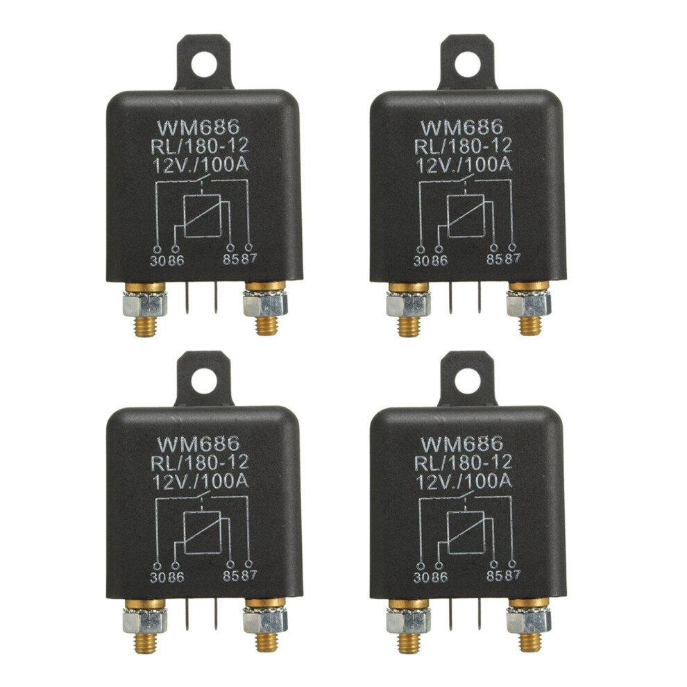 4X 12V 100Amp 4-Pin Heavy Duty On/Off Switch Split Charge Relay For Auto Boat Van Black 4762103356885